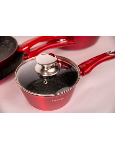 Set 10 pezzi Batteria Pentole Cheffinger Rosso