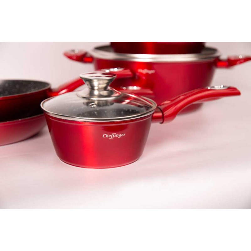 Set 10 pezzi Batteria Pentole Cheffinger Rosso