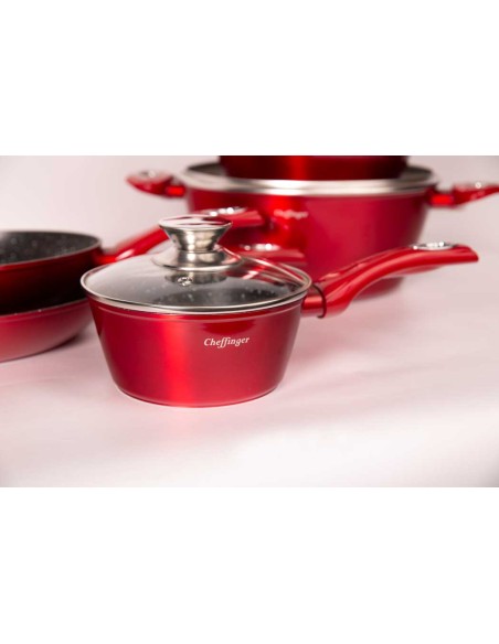 Set 10 pezzi Batteria Pentole Cheffinger Rosso