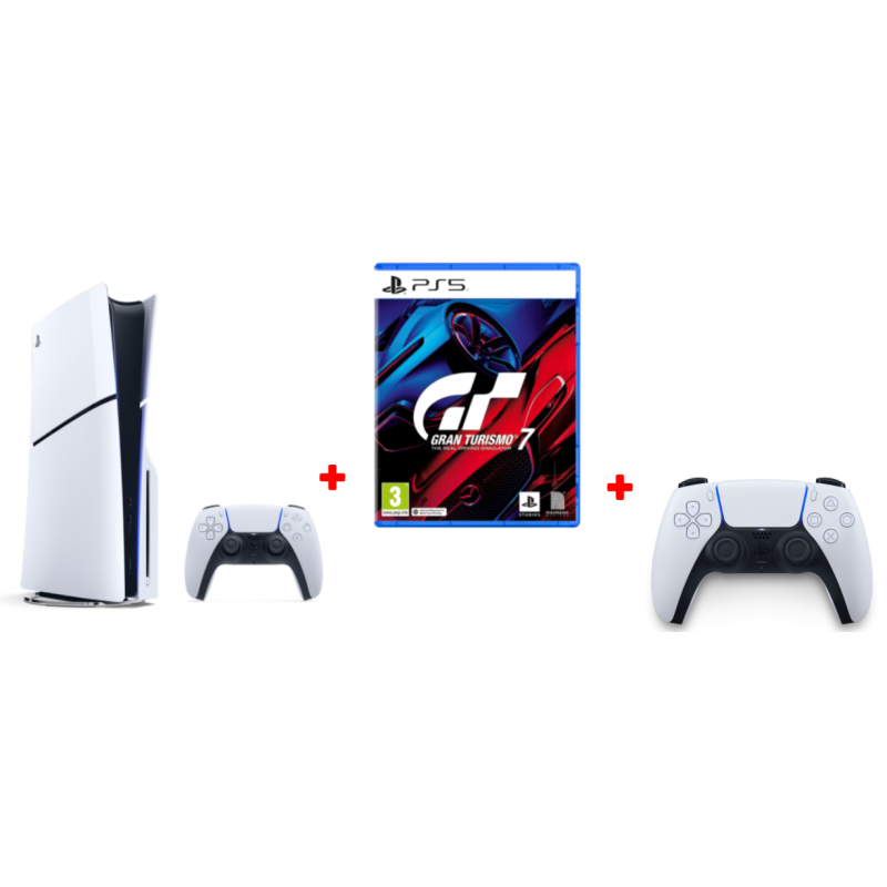 PS5 Console Slim Disco 1TB + Gran Turismo 7 + Joystick Aggiuntivo