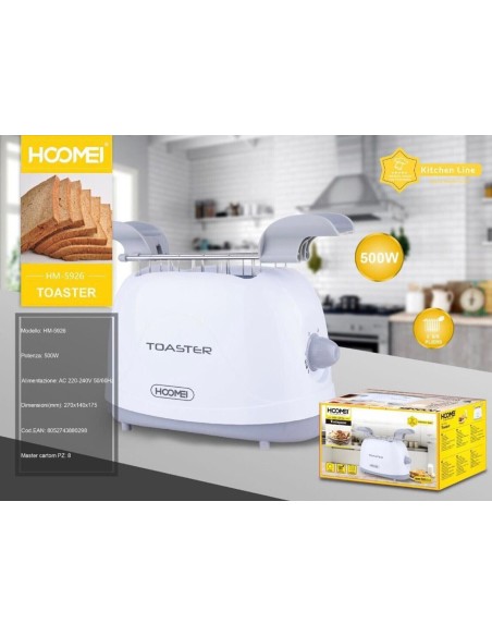 Tostapane Classico Tosta Fette Pane 2 Pinze Doppia Fetta 700W Vassoio HM-5926