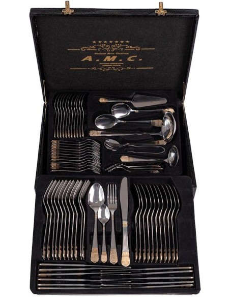 A.M.C Set di posate ed accessori per 12 persone realizzati in acciaio inox 18/10