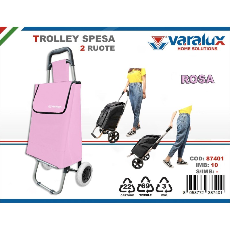 Trolley Spesa 2 Ruote Rosa