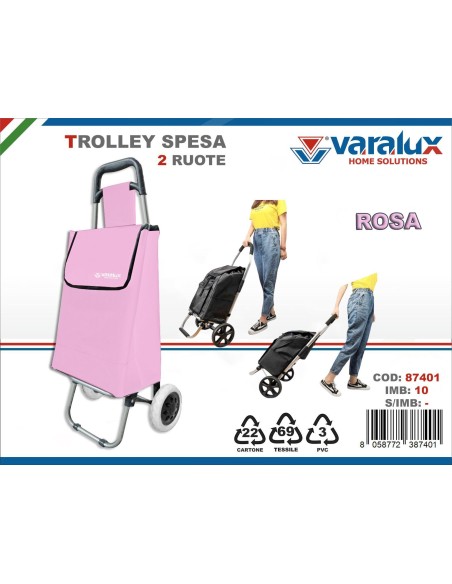 Trolley Spesa 2 Ruote Rosa