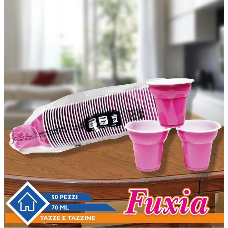 Set 150 Bicchieri Plastica Fuxia Caffè 70ml