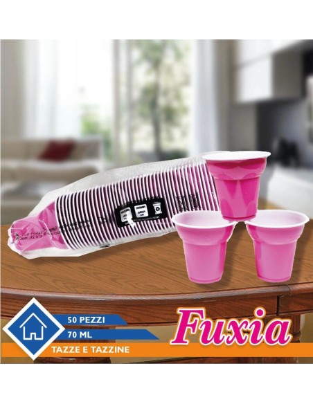 Set 150 Bicchieri Plastica Fuxia Caffè 70ml