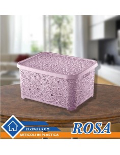 Scatola organizer Rosa 21x29x12.5 cm Plastica 2
