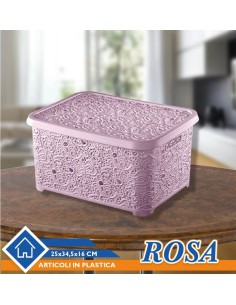 Scatola organizer Rosa 25x34,5x16 cm Plastica 2