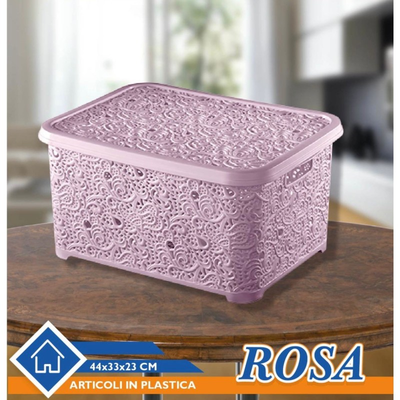 Scatola organizer Rosa 44x33x23cm Plastica