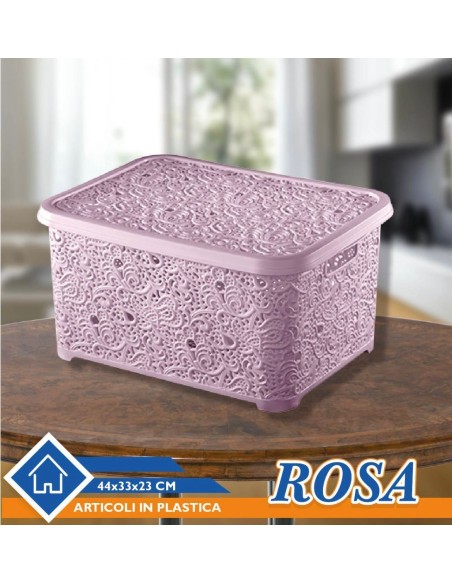 Scatola organizer Rosa 44x33x23cm Plastica