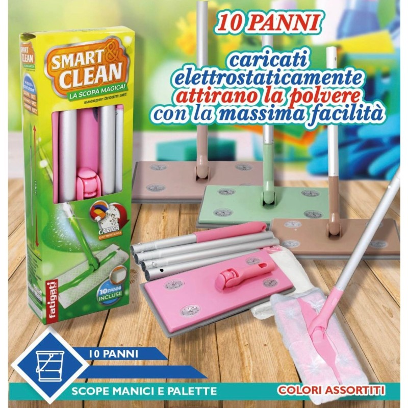 Scopa con 10 panni omaggio elettrostatica Polvere