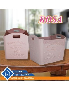 Organizer in plastica Rosa 1.5L 16x12.5x13cm 2