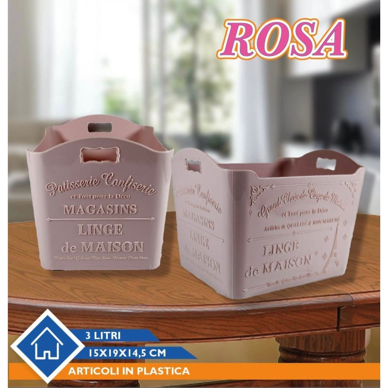 Organizer in plastica Rosa 3L 15x19x14,5cm