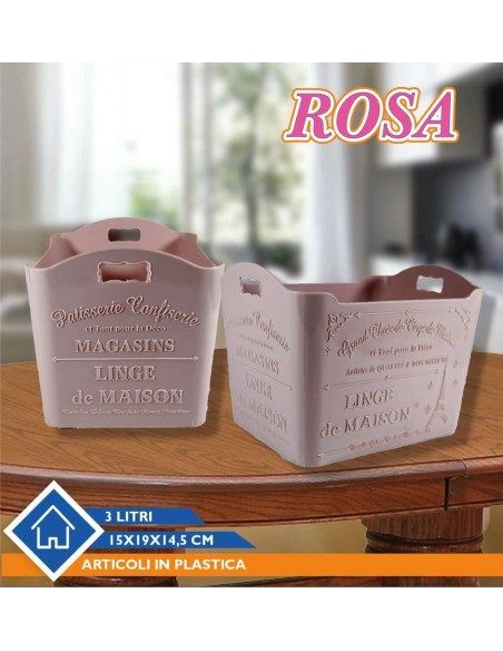 Organizer in plastica Rosa 3L 15x19x14,5cm