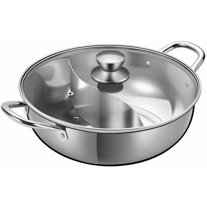 Pentola in Acciaio Inox HOT POT Induzione con Divisore Interno Coperchio HM-5303