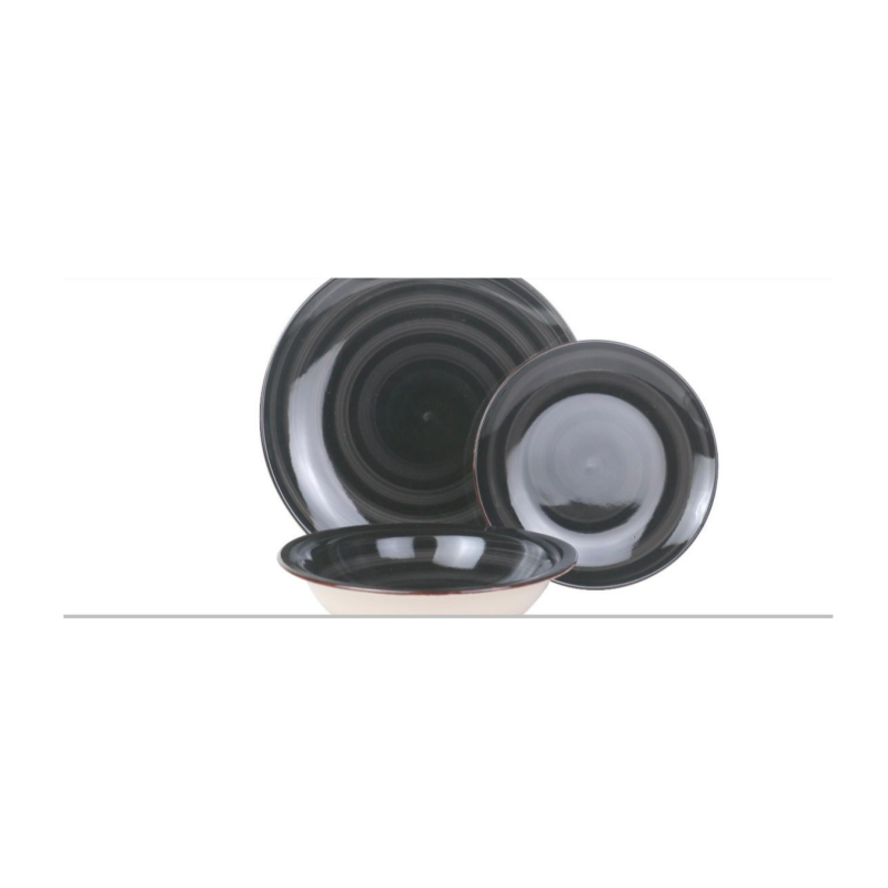 Set Piatti Ceramica 18pz. Art.Giro Nero