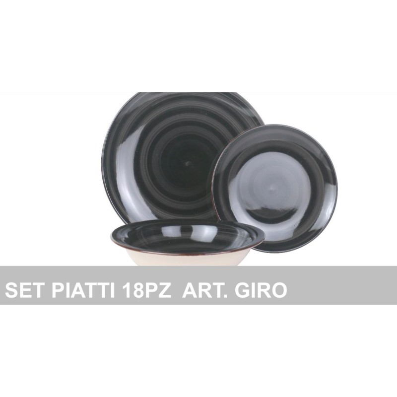 Set Piatti Ceramica 18pz. Art.Giro Nero