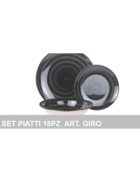 Set Piatti Ceramica 18pz. Art.Giro Nero