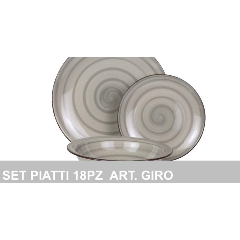 Set Piatti Ceramica 18pz. Art.Giro Grigio