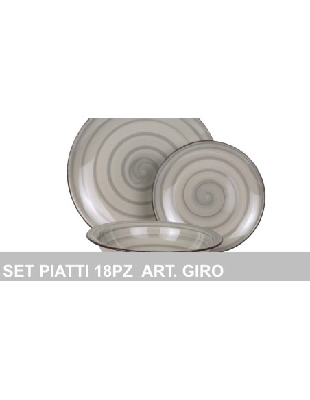 Set Piatti Ceramica 18pz. Art.Giro Grigio