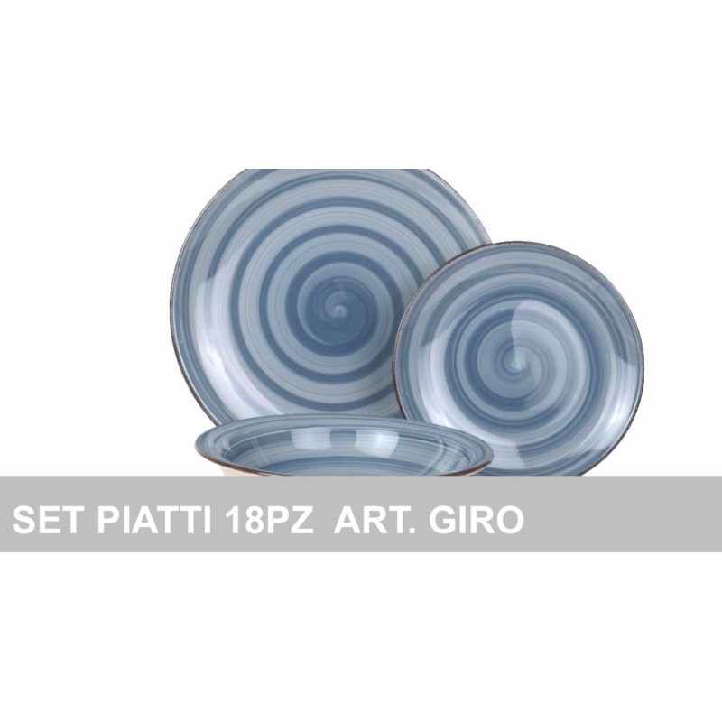 Set Piatti Ceramica 18pz. Art.Giro Blu