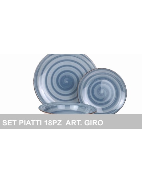 Set Piatti Ceramica 18pz. Art.Giro Blu