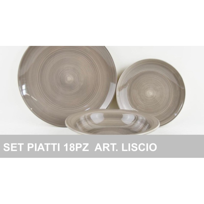 Set Piatti Ceramica 18pz. Art.Liscio Grigio