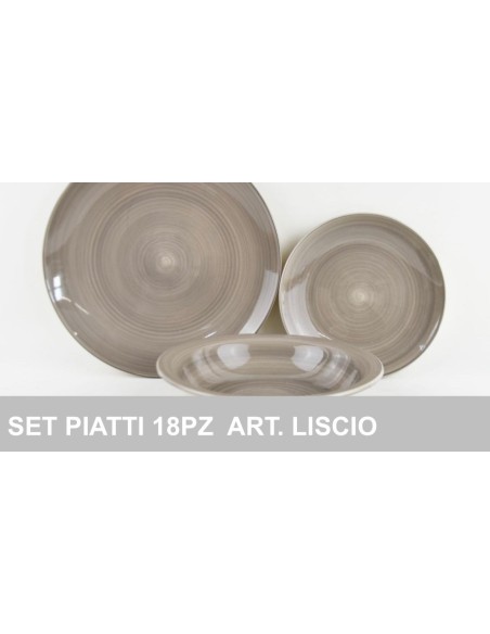 Set Piatti Ceramica 18pz. Art.Liscio Grigio