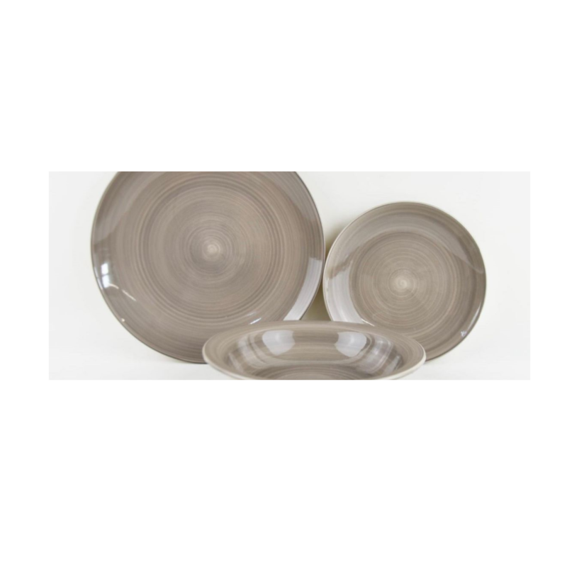 Set Piatti Ceramica 18pz. Art.Liscio Grigio