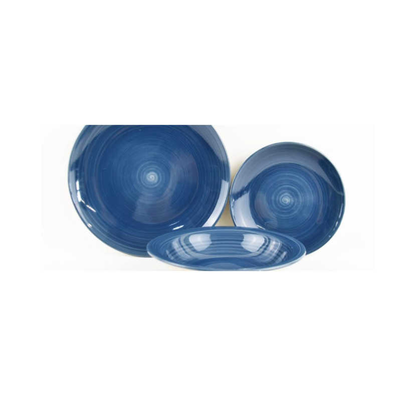 Set Piatti Ceramica 18pz. Art.Liscio Blu