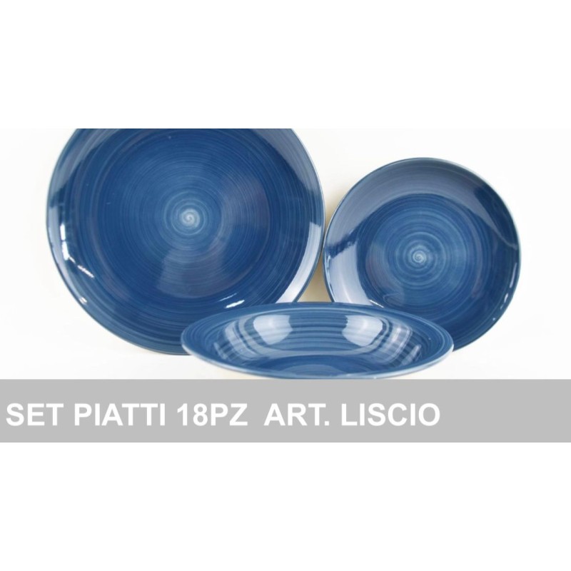 Set Piatti Ceramica 18pz. Art.Liscio Blu
