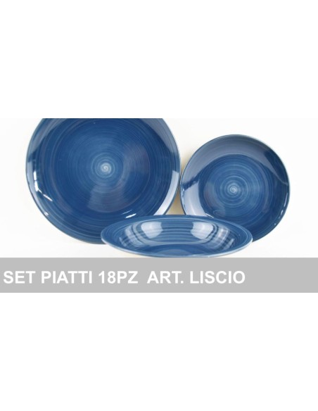 Set Piatti Ceramica 18pz. Art.Liscio Blu