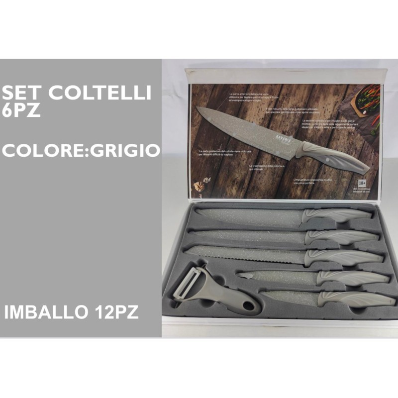 Set coltelli 6pz. Grigio Bavaria