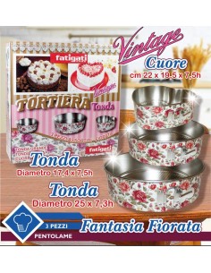 Tortiera Tonda vintage set da 3 tonde e cuore. 2