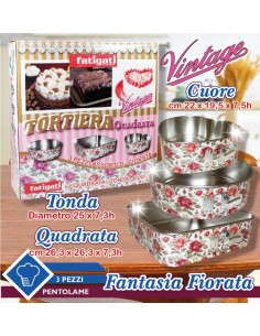 Tortiera Tonda vintage set da 3 tonda,quadrata,cuore 2