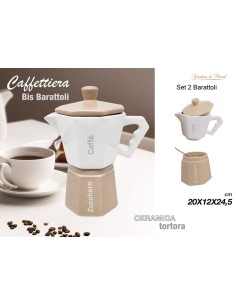 Caffettiera barattolo caffè,zucchero Ceramica Tortora 2