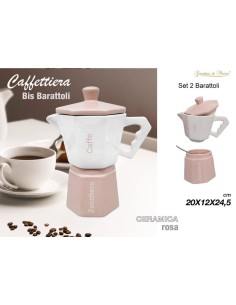 Caffettiera barattolo caffè,zucchero Ceramica Rosa 2