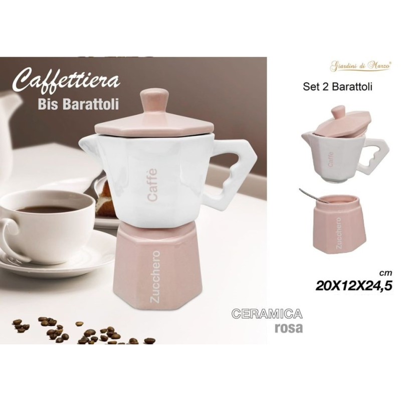 Caffettiera barattolo caffè,zucchero Ceramica Rosa