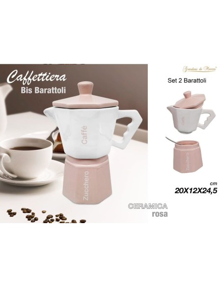 Caffettiera barattolo caffè,zucchero Ceramica Rosa