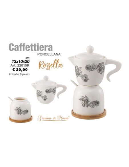 Set Barattolo caffettiera Porcellana 2x caffè,zucchero