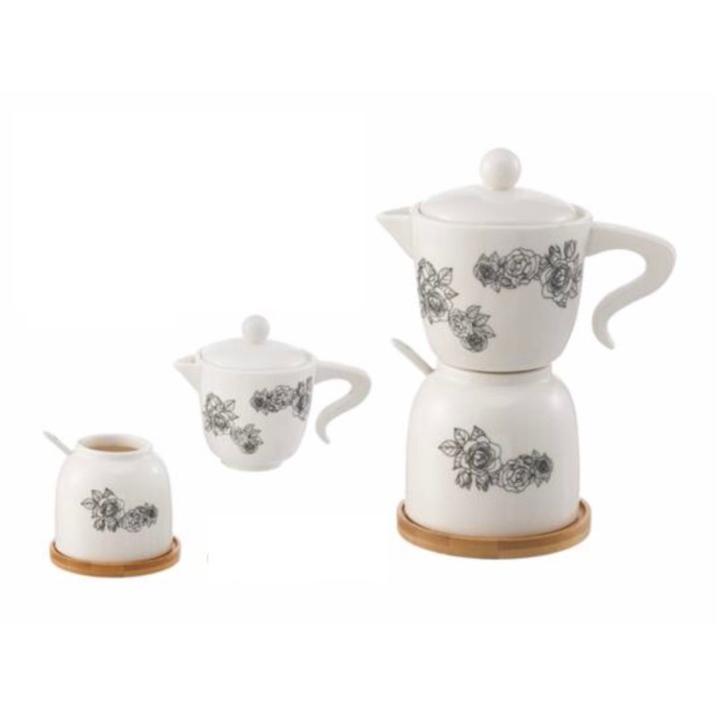 Set Barattolo caffettiera Porcellana 2x...