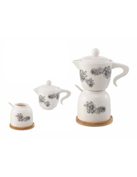 Set Barattolo caffettiera Porcellana 2x caffè,zucchero