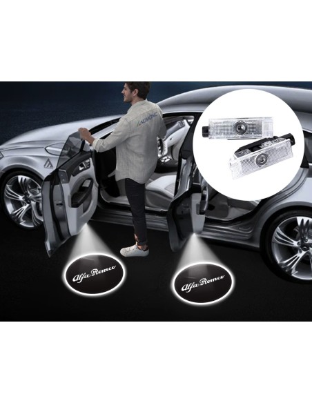 Luci sottoporta Alfa Romeo logo scritta con filo