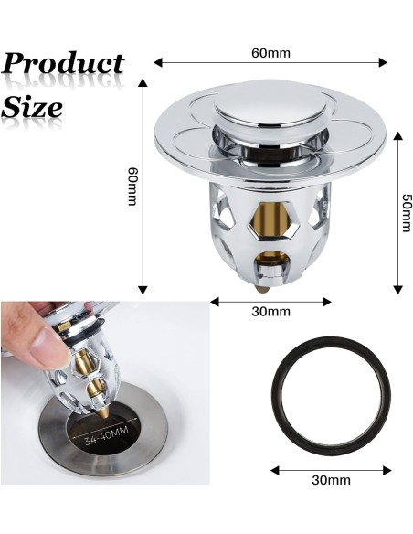 2 Pezzi Confezione da Scarico Lavabo Bagno Universale Tappi