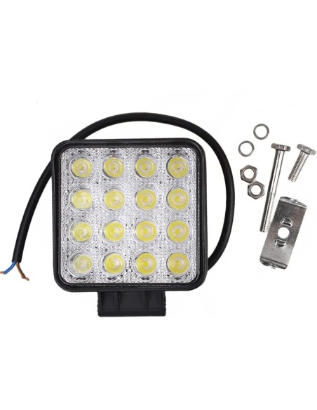 2x Faro 48W PROFONDITA Auto Barca Fuoristrada 12V Quadrato 16 LED 6000K IP67 Slim