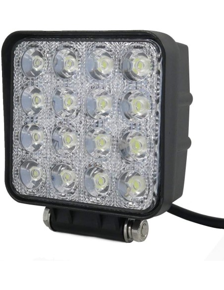 2x Faro 48W PROFONDITA Auto Barca Fuoristrada 12V Quadrato 16 LED 6000K IP67 Slim