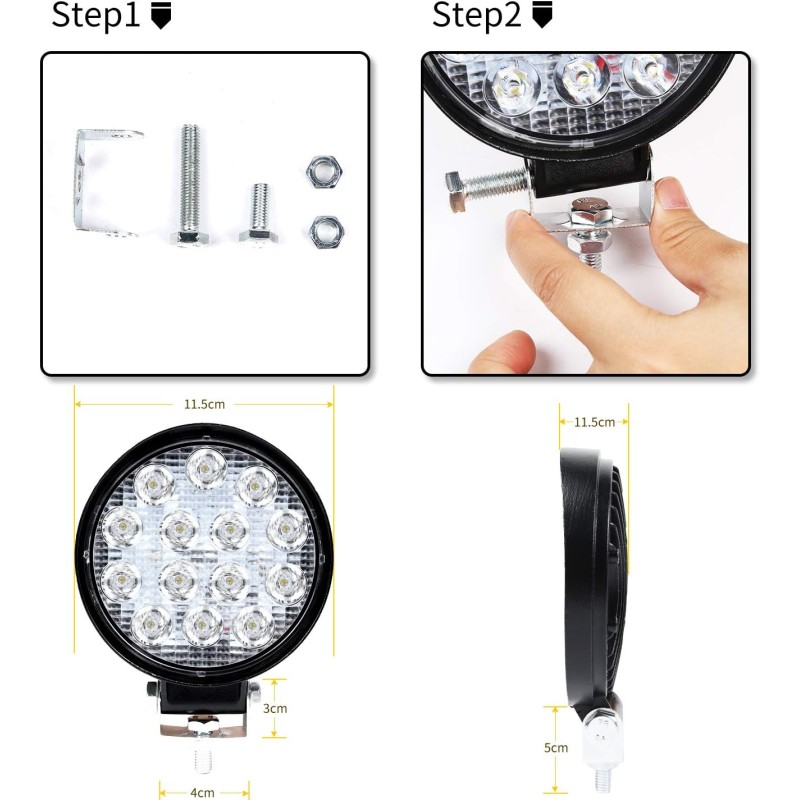 Faro da Lavoro Fuoristrada 2 X 42W Tondo Fari...