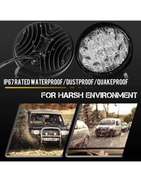 Faro da Lavoro Fuoristrada 2 X 42W Tondo Fari Led 12V 24V