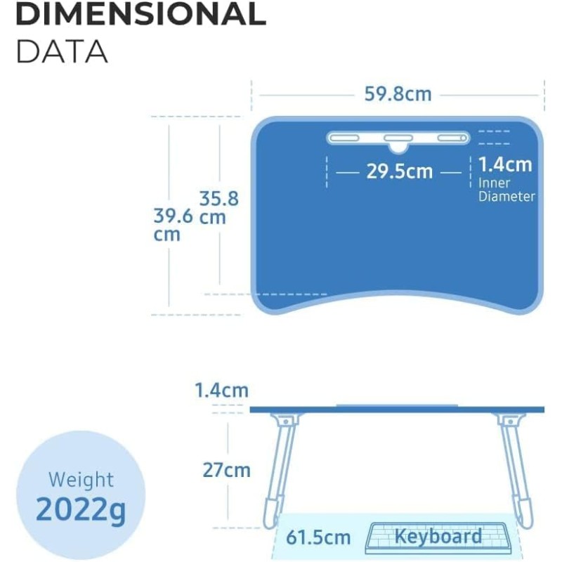 Tavolino da Letto Nero Portatile per Laptop PC...