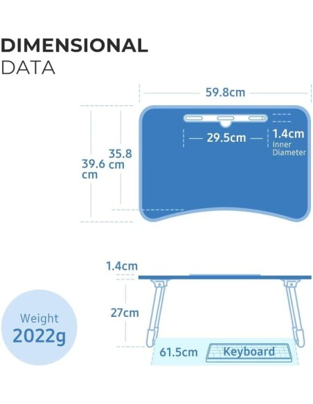 Tavolino da Letto Nero Portatile per Laptop PC Computer